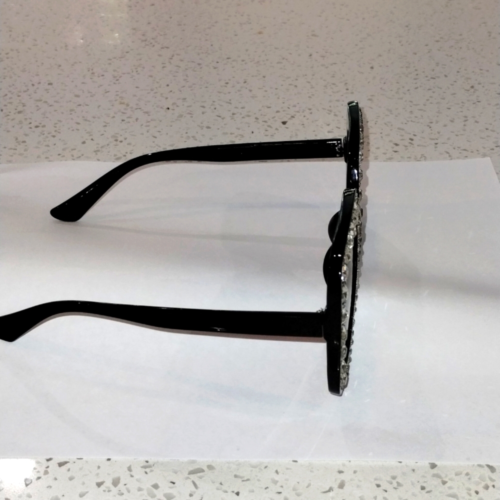 Oversized Square Black Bedazzled sunglasses - Black (NWOT) - Picture 5 of 5
